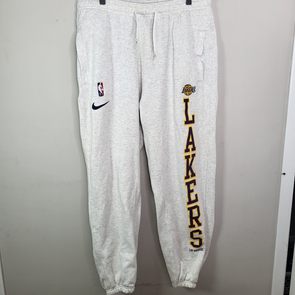 Nike Men's Oatmeal Los Angeles Lakers 75th Anniversary Courtside Fleece Pants XL